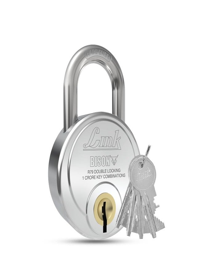 Link Bison 79mm Heavy Duty Padlock | Lock for Home Door, office, Shop, Travel | Hardened Steel Shackle | Double Locking System | High Precision 4 Keys | 10 Million Key Combinations | 10 Years Warranty - Image 1